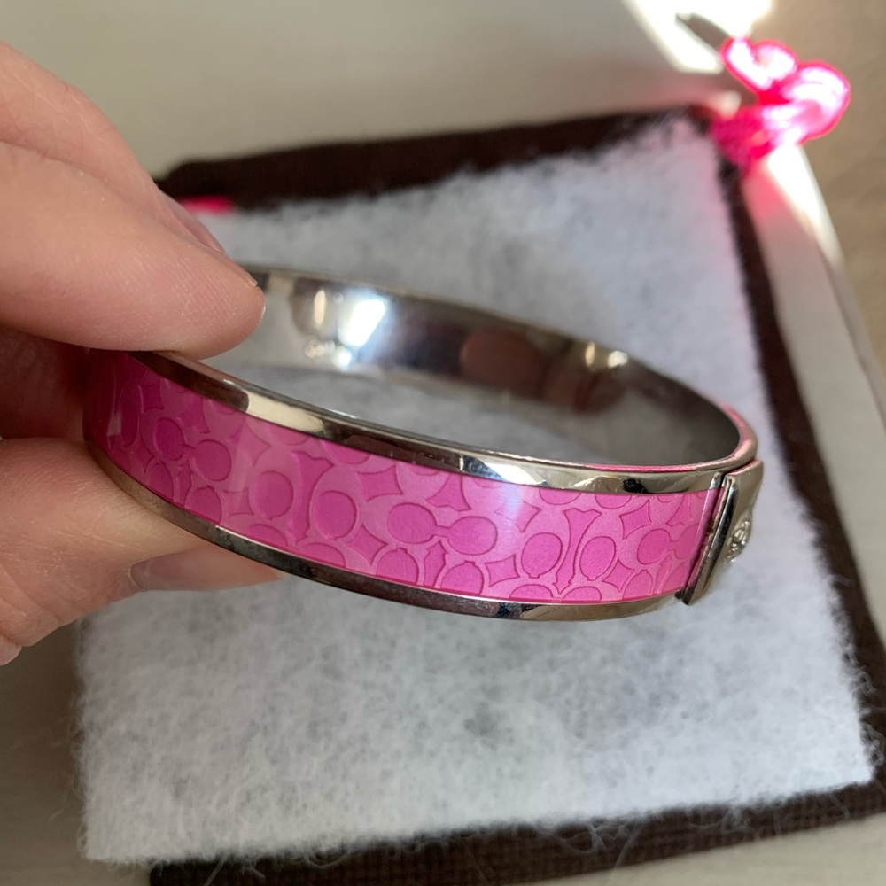 Coach Bangle Bracelet - Silver/Pink - OS